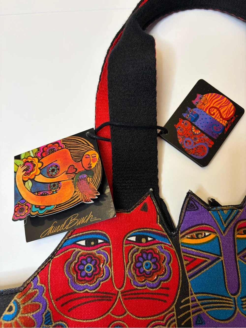 Laurel Burch Feline Friends Large Cut-Out Cats Canvas Tote Bag NWT